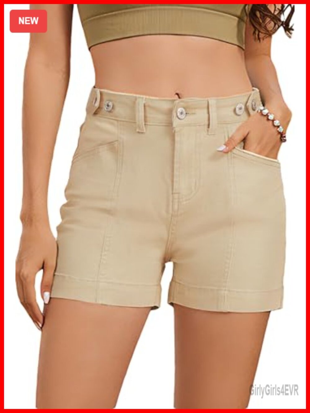 High Waist Slimming Straight Leg Denim Shorts Retro Adjustable Button Stretchy